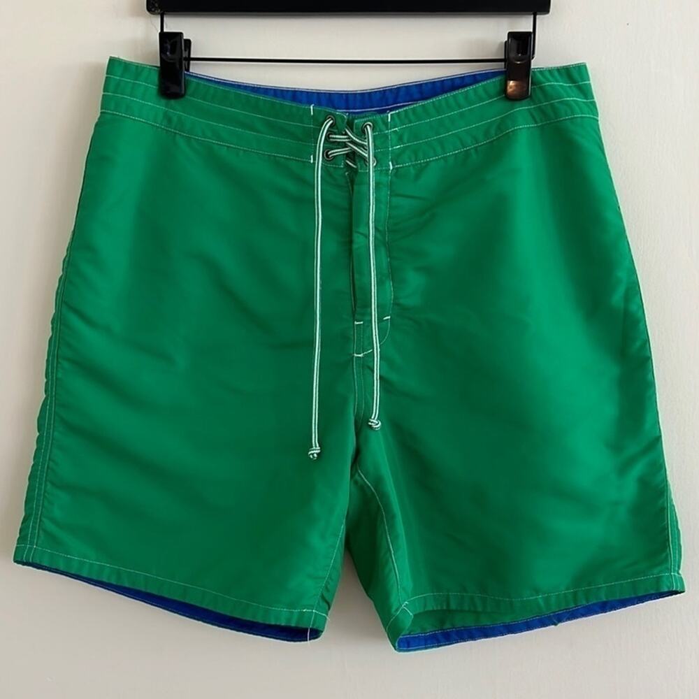 J.Crew Swim Trunks Green Size 34 / M Blue Mesh Lining Velcro Drawstring